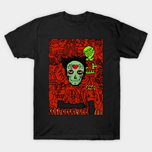 Doodle Dude - Mexican Male Character with Dark Eyes and Gray Doodle Item T-Shirt